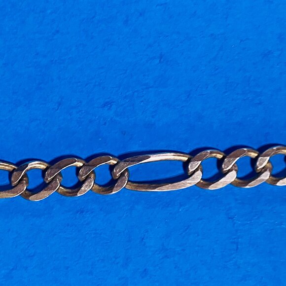 Estate Sale 925 Sterling Silver Vintage Necklace Figaro Links Chain 18" - Picture 5 of 14